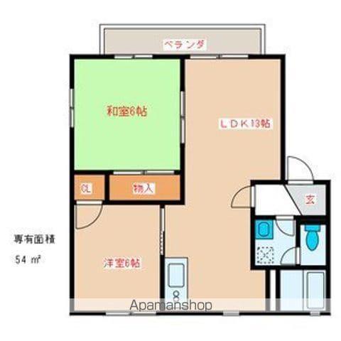 フラワーガーデン津福D棟(2LDK/2階)の間取り写真
