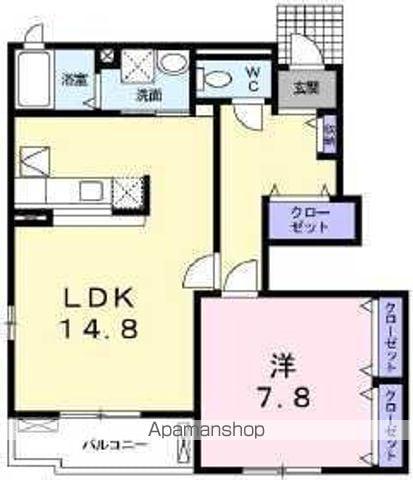 サンオーク(1LDK/1階)の間取り写真