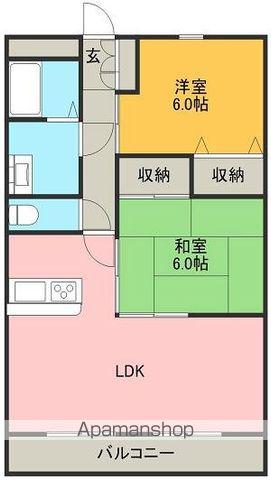Kマンション(2LDK/2階)の間取り写真