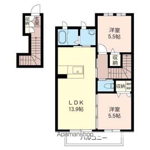 ヴェルデ(2LDK/2階)の間取り写真