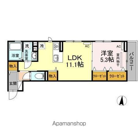 グランディール南佐古(1LDK/2階)の間取り写真