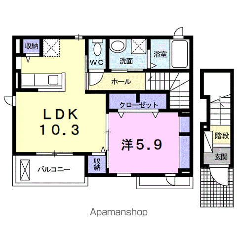 パーチェリーゼ(1LDK/2階)の間取り写真
