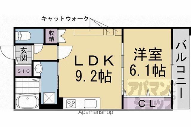 FORCE西院(1LDK/1階)の間取り写真