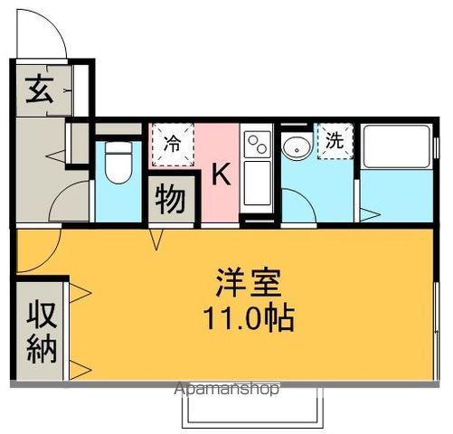 メイプルブランシェⅡ(ワンルーム/2階)の間取り写真
