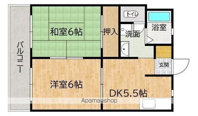 サンヒルズ安田Ⅱ(2DK/1階)の間取り写真