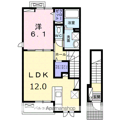 ルミナス今治 Ⅰ(1LDK/2階)の間取り写真
