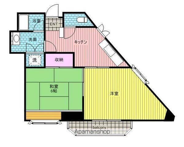 陣場河内ビル(2K/6階)の間取り写真