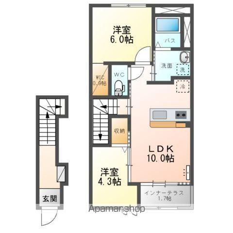 カーサ・ソレアード(2LDK/2階)の間取り写真