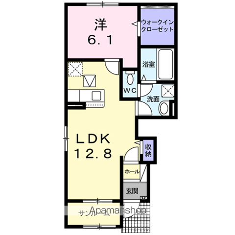 セレーノプラシードⅣ(1LDK/1階)の間取り写真