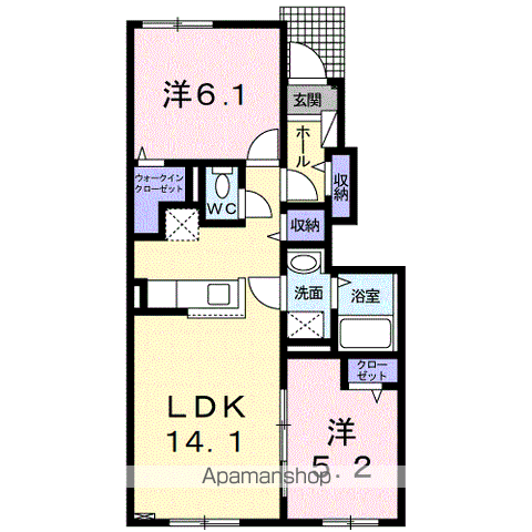 EXCEL 苫小牧(2LDK/1階)の間取り写真
