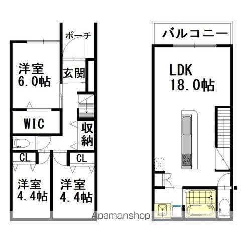パティオ駕与丁公園(3LDK)の間取り写真