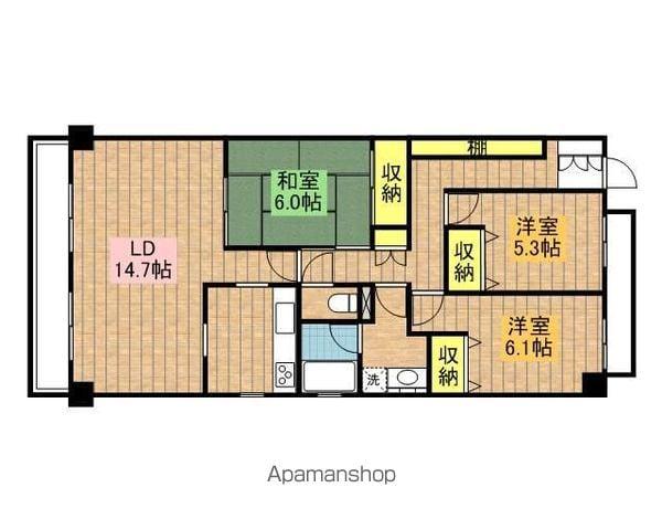 サクラ雪見レジデンス(3LDK/4階)の間取り写真