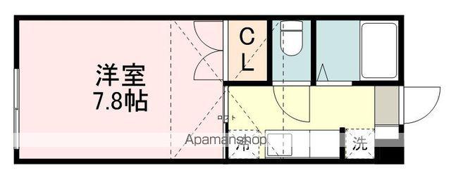 プリンスコート滝道(1K/1階)の間取り写真