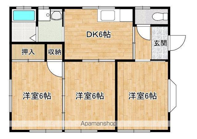 日豊本線 都城駅 バス乗車時間：18分 植木バス停で下車 徒歩15分 1階建 築28年(3DK)の間取り写真