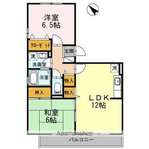 リベルテSⅡ(2LDK/2階)の間取り写真