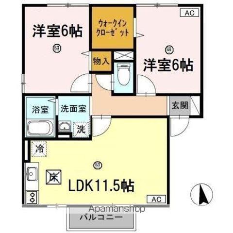 コーポラスITOⅢB棟(2LDK/1階)の間取り写真