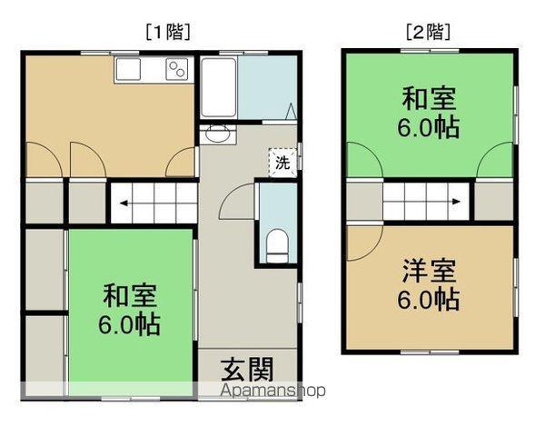 広島県安芸高田市 2階建 築38年(3DK)の間取り写真