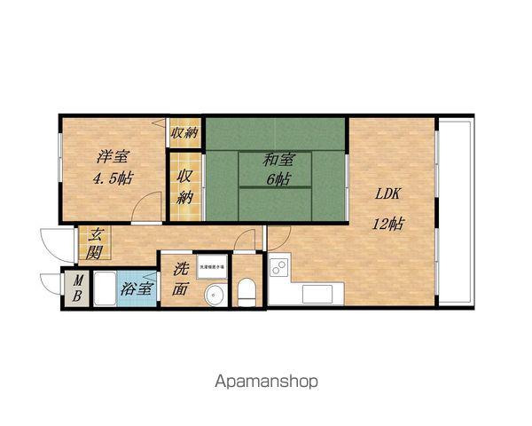 ホワイトウェル(3DK/4階)の間取り写真