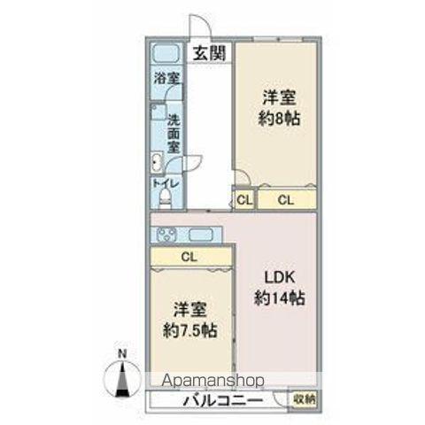 メゾン親名(2LDK/3階)の間取り写真