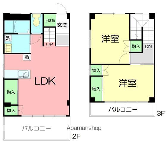 第一グリーンハイツ(2LDK/2階)の間取り写真