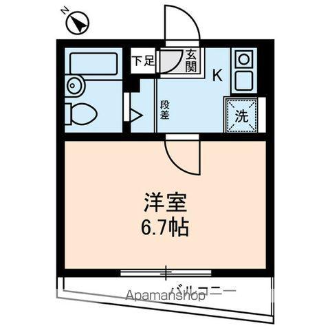 フラットエイト(1K/2階)の間取り写真