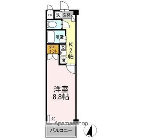 タイムD2(1K/2階)の間取り写真