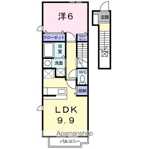 リバーサイド三条(1LDK/2階)の間取り写真
