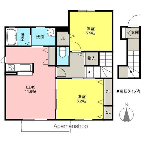 ヴィラ・アプリエール(2LDK/2階)の間取り写真