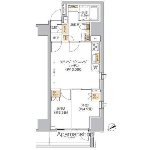 リビオメゾン新宿ウエスト(2LDK/12階)の間取り写真