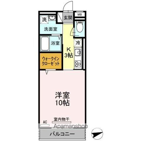 ボヌール SA(1K/3階)の間取り写真