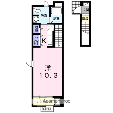 クライムⅠ(ワンルーム/2階)の間取り写真