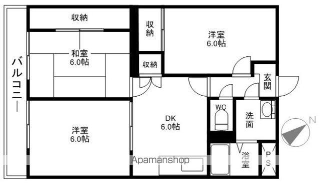 石川勉マンション(3DK/1階)の間取り写真