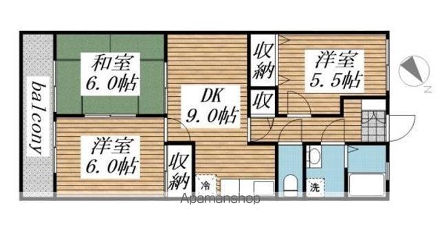 パークハウス(3DK/4階)の間取り写真