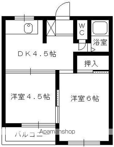 プチメゾンⅡ(2K/2階)の間取り写真