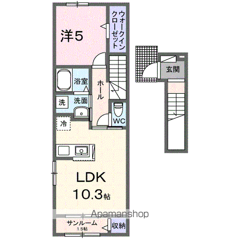 プレミール・ブリエ B(1LDK/2階)の間取り写真