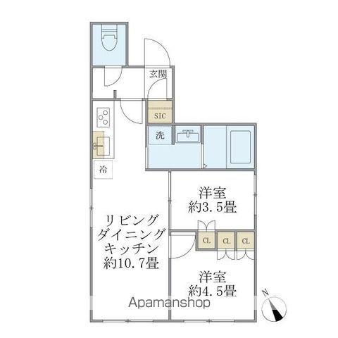 プラティーク清澄庭園(2LDK/4階)の間取り写真