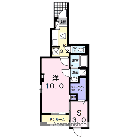 シャ・グリーJ(1K/1階)の間取り写真