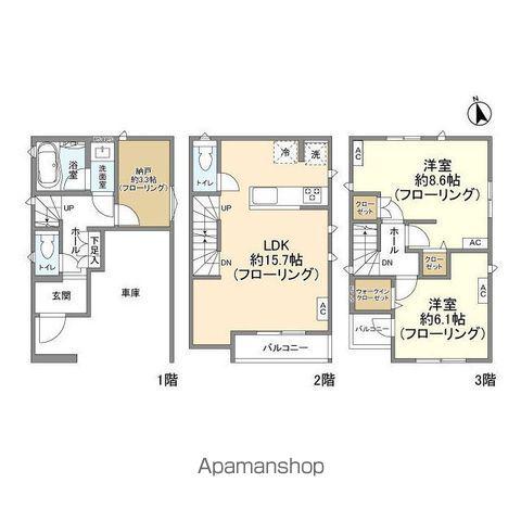 東京地下鉄千代田線 町屋駅 徒歩16分 3階建 築4年(2SLDK)の間取り写真