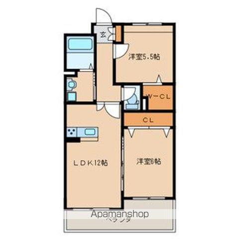 メゾンほおづき2(2LDK/5階)の間取り写真