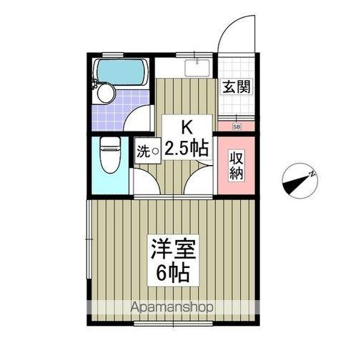 オレンジハイツ(1K/1階)の間取り写真