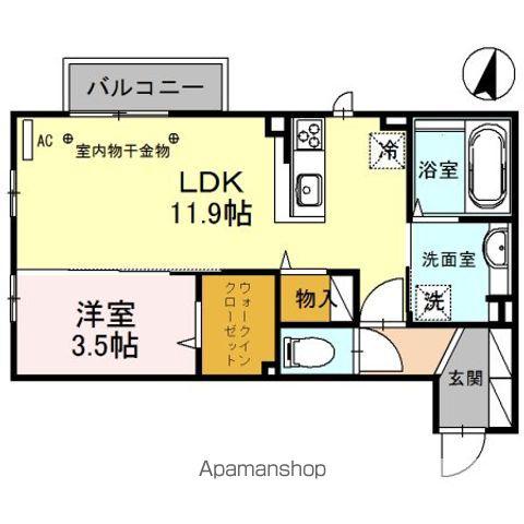 クレセントSK Ⅱ(1LDK/2階)の間取り写真