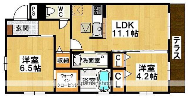グランドシャーメゾン北花田N棟S棟(2LDK/1階)の間取り写真