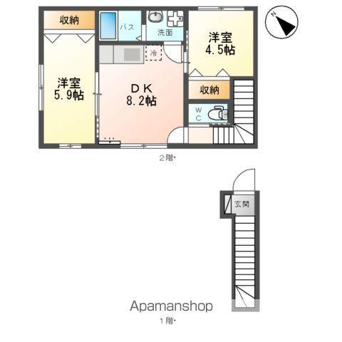 SERENEⅢ(2DK/2階)の間取り写真