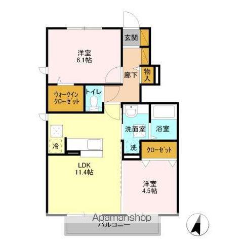 ハウス四季2(2LDK/1階)の間取り写真