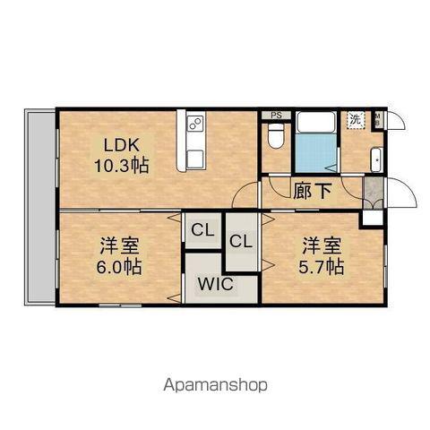 YSスクエア汐屋町(2LDK/3階)の間取り写真