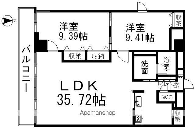 レジディア東桜2(2LDK/6階)の間取り写真