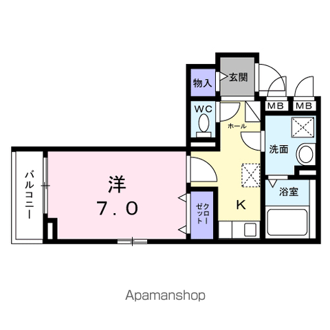 フラッグシップ中町(1K/4階)の間取り写真