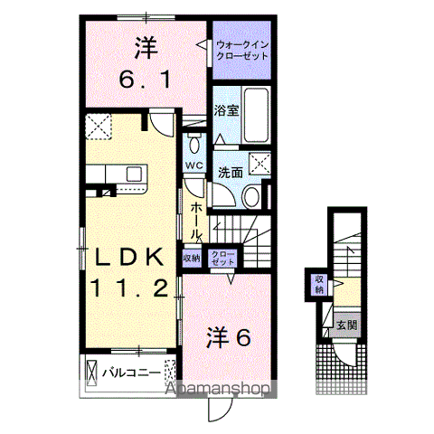 コーネリア西浜Ⅰ(2LDK/2階)の間取り写真
