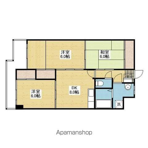 Mホーナー来住(3DK/6階)の間取り写真