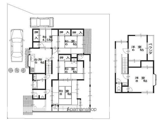 愛媛県松山市 2階建 築52年(6DK)の間取り写真